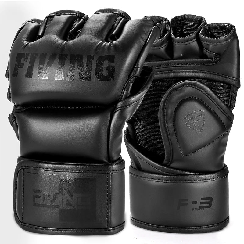 Half Finger PU Leather Boxing Gloves for MMA, Kickboxing, Karate, and Muay Thai Training for Men