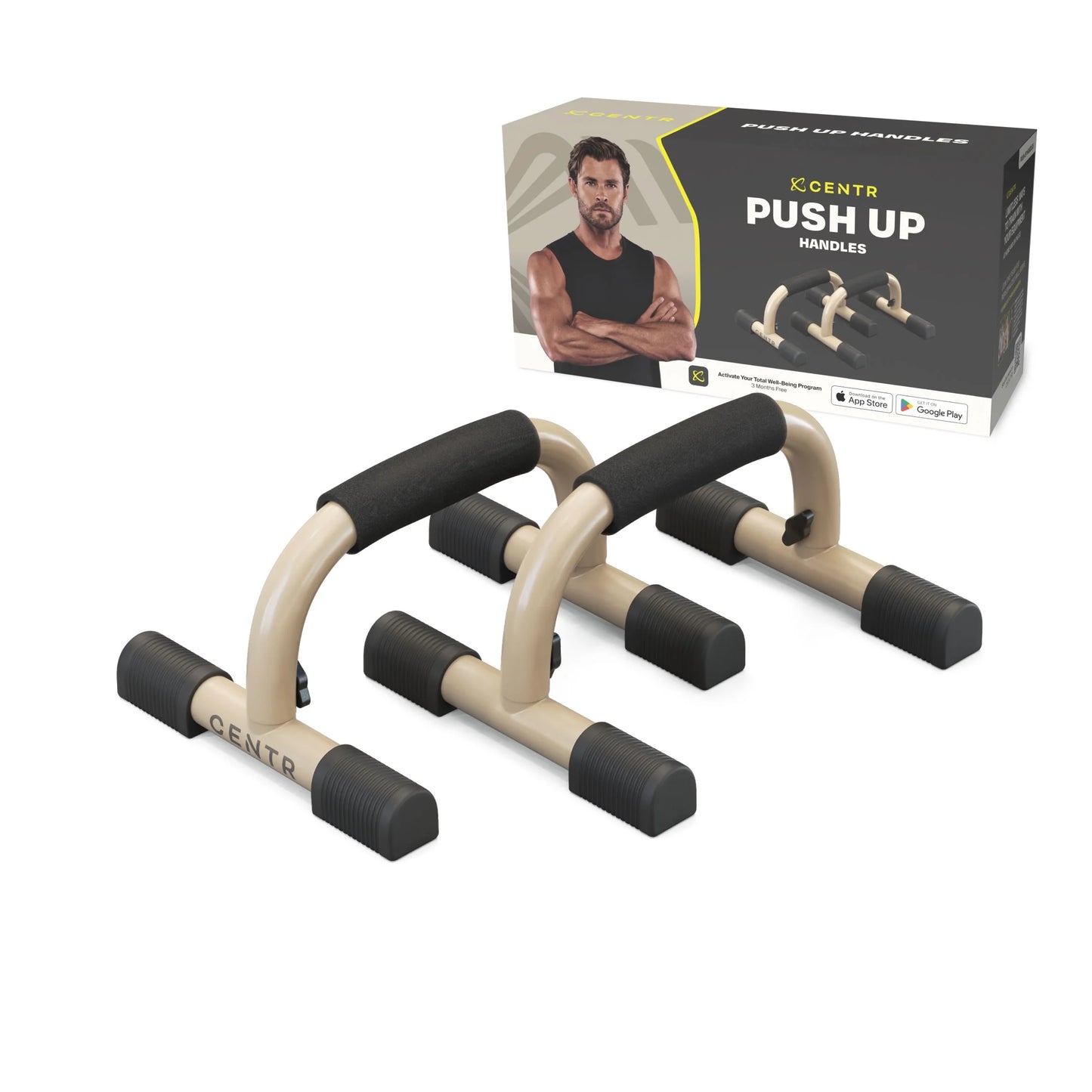 Chris Hemsworth Push up Handles, Push up Bars + 3-Month Membership