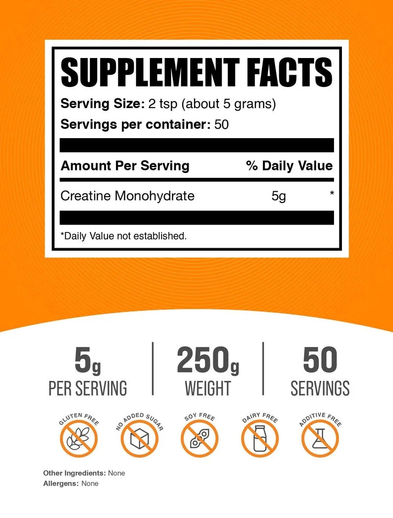 Creatine Monohydrate Powder - Micronized, Pure Creatine, 5G per Serving, 250G (8.8 Oz)